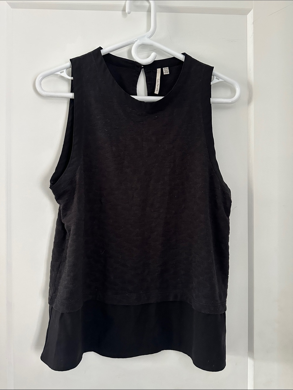 Calvin Klein Black Sleeveless Layered Tank